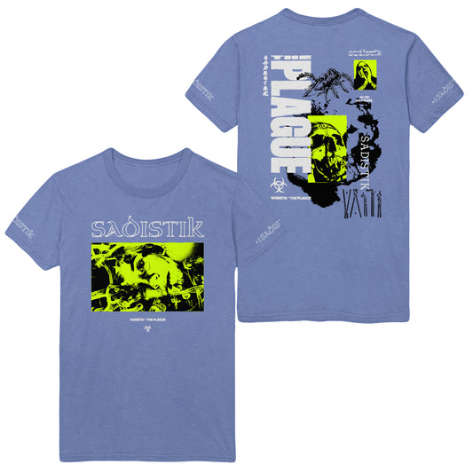 sadistik Plague - Flo Blue T-Shirt front and back